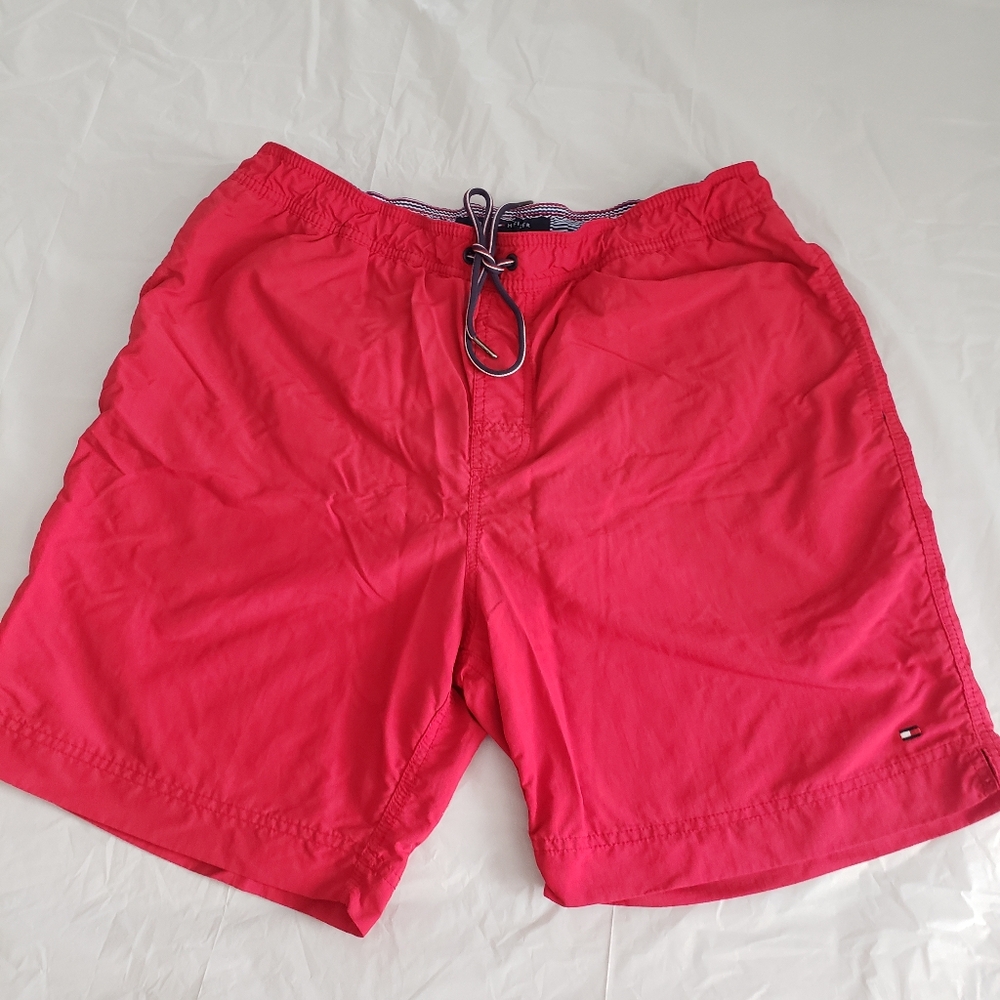 ⭐ Mens Red Tommy Hilfiger Swim Trunks Size Large